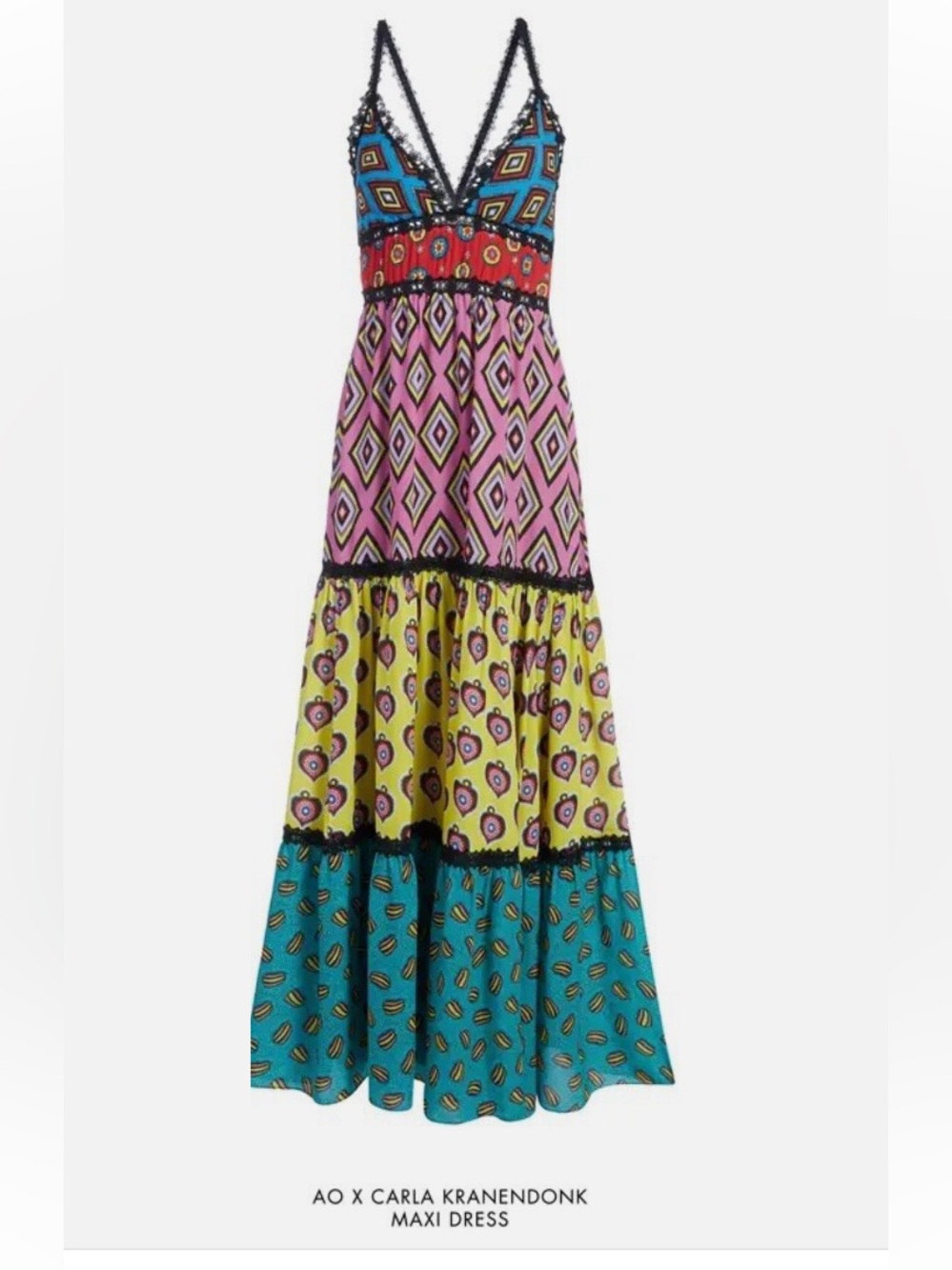 Alice + Olivia X Carla Kranendonk Karolina Paneled Maxi Dress Size 8 - Picture 4 of 12